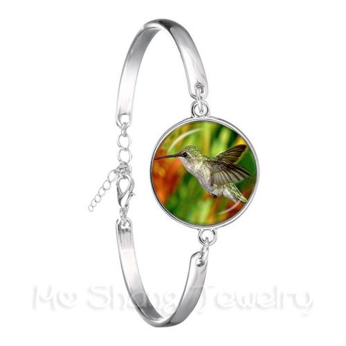 Bracelet Colibri Vert, Image Artistique D'oiseaux, Cabochon En Verre De 18mm, Bijoux Pour Femmes