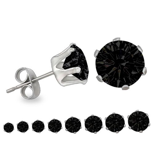Luxusteel-Boucles D'oreilles Rondes En Cristal Noir Pour Hommes Et Femmes, Acier Inoxydable, Zircon Cubique Contre-Indiqué, Piercing D'oreille, 3mm, 4mm, 5mm, 6mm, 7mm, 8mm, 9mm, 10mm, 10 Paires