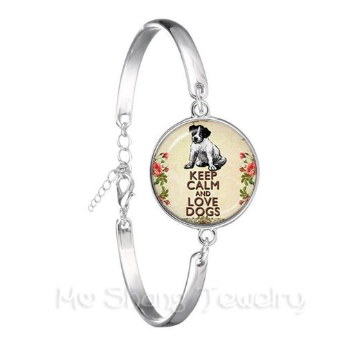 Bracelet De Chien Plaqué Argent 18mm, Cabochon En Verre Carlin Photo Animal, Bijoux De Fête De Noël Pour Amis