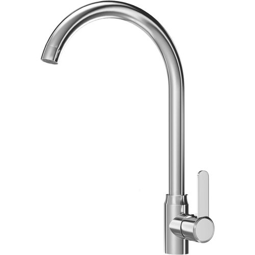 Robinet de cuisine argenté - Mitigeur monocommande - Raccord universel - Bec pivotant à 360° - Avec raccords 3/8