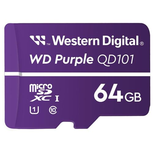 WD Purple WDD064G1P0C-85AEL0 - Carte mémoire flash - 64 Go - UHS-I U1 / Class10 - microSDXC - violet
