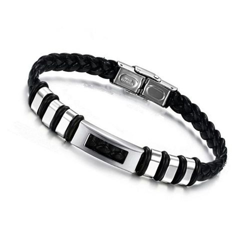 Luxusteel-Bracelet En Cuir Véritable Pour Homme, Acier Au Titane, Structure De Dégager, Bracelets Et Bracelets, Cadeau Pour Meilleur Ami, Bijoux De Fête