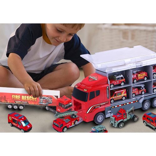 Ensemble De Jouets De Transport De Camion De Pompiers - Ensemble De Jeu De Véhicules De Construction Pour Enfants