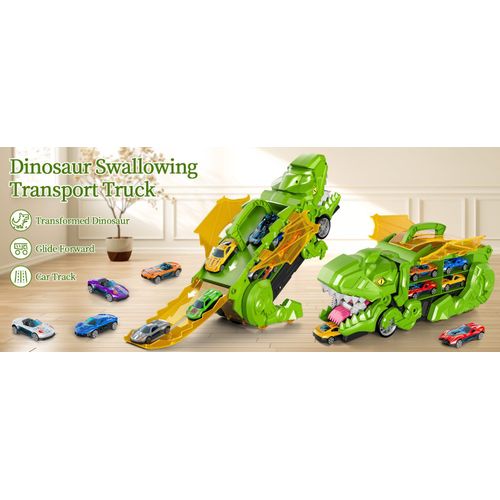 Ensemble De Pistes De Camion Et De Voiture Dino Transporter Pour Garçons De 3 Ans Et Plus