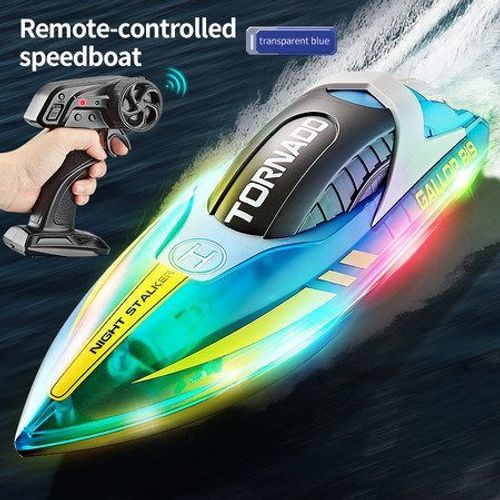 Bateau Télécommandé À Grande Vitesse De Plus De 15 Mph Avec Lumières Led - Bateau Rapide Télécommandé Pour S'amuser En Piscine Et Au Lac