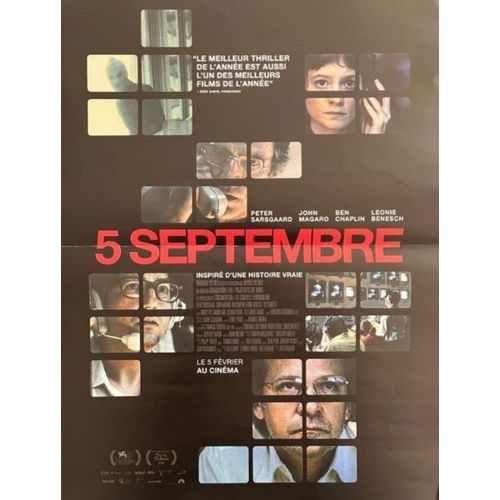 5 Septembre / Cinq - Affiche Pliée Originale De Cinéma - Format 40x60 Environ - Un Film De Tim Fehlbaum Avec John Magaro, Leonie Benesch, Peter Sarsgaard, Ben Chaplin, Zinedine Soualem - Année 2025