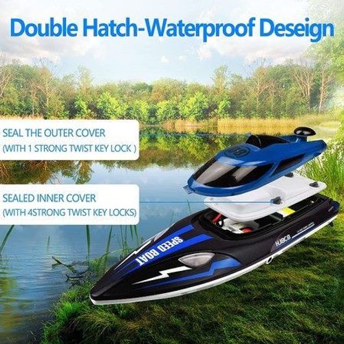 Bateau RC haute vitesse 2,4 GHz - Bateau télécommandé 22 MPH pour enfants et adultes (bleu)