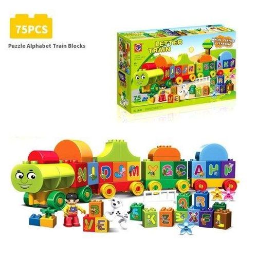 Ensemble De Blocs De Construction De Train De L'alphabet