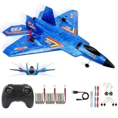 Avion Télécommandé Rtf F-22 Raptor - Avion Rc Gyroscopique 6 Axes 2,4 Ghz Avec Lumières