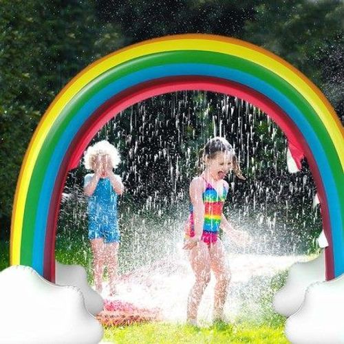 Piscine gonflable arc-en-ciel avec arroseur pour s'amuser en été - 280x80x160cm