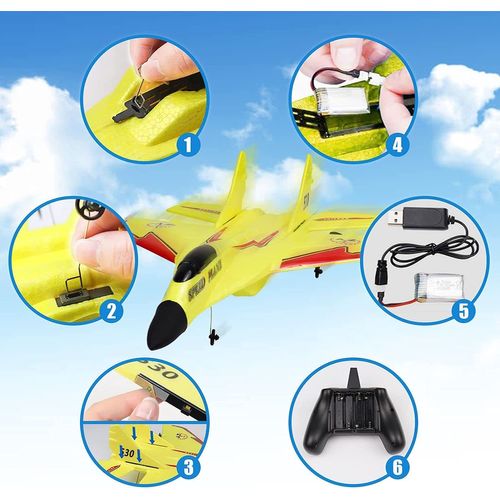 Avion télécommandé jaune 2,4 GHz facile à piloter