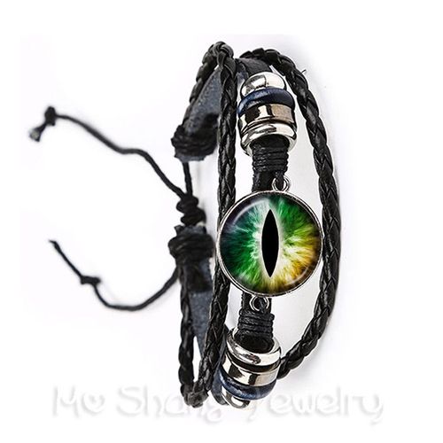 Bracelet Classique Avec Yeux Verts Et Mauvais ¿Il Pour Amis, Cabochon En Verre De 20mm, Magnifique Animal, Dragon, Chats, Nouvelle Collection 2018