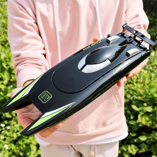 Bateau De Course Télécommandé À Double Moteur 2,4 G Pour Enfants (Noir)