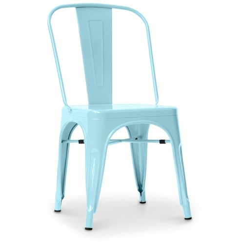 Chaise De Salle À Manger Bistrot Metalix Design Industriel Carré En Métal - Nouvelle Edition Bleu Clair