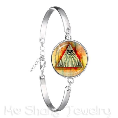 Bracelet En Forme De Pyramide D'egypte Pour Femmes, Bijou En Plaqué Argent, ¿Il De La Fortune, Signe Mason, Géométrie Sacrée, Llluminati