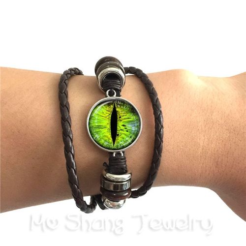 Bracelet Classique Avec Yeux Verts Et Mauvais ¿Il Pour Amis, Cabochon En Verre De 20mm, Magnifique Animal, Dragon, Chats, Nouvelle Collection 2018