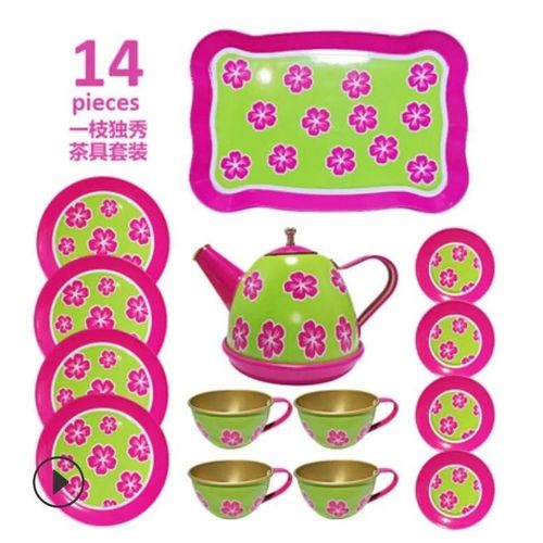 Maison De Jeu Et Service À Thé Pour Enfants, Ustensiles De Cuisine, Ustensiles De Cuisine, Jouets Éducatifs Précoces Pour Bébé Garçon Et Fille--14pcs Stand Out