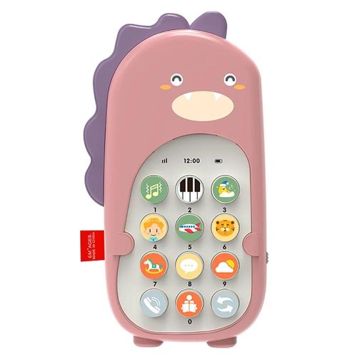 Jouet De Téléphone Portable De Musique De Dinosaure De Bande Dessinée Pour Des Enfants, Téléphone De Simulation D'artefact De Sommeil Apaisant, Jouets Précoces De Dos, Cadeaux Pour Des Enfants--Rose No Battery