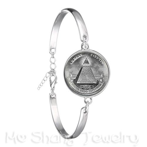 Bracelet En Forme De Pyramide D'egypte Pour Femmes, Bijou En Plaqué Argent, ¿Il De La Fortune, Signe Mason, Géométrie Sacrée, Llluminati