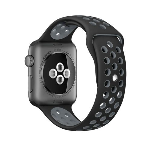 Bracelet Sport En Silicone Pour Apple Watch Series 7 (41 Mm), 6, Se, 5, 4 (40 Mm), 3, 2, 1 (38 Mm) - Édition Standard (Noir Gris)