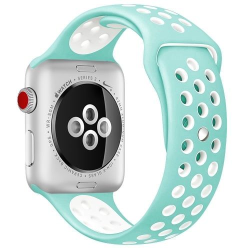 Bracelet Sport En Silicone Standard Pour Apple Watch Series 7 (41 Mm), 6, Se, 5, 4 (40 Mm), 3, 2, 1 (38 Mm) - Blanc Vert