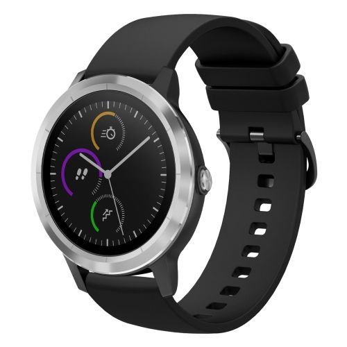 Bracelet En Silicone Souple Noir 20 Mm Pour Garmin Vivoactive 3