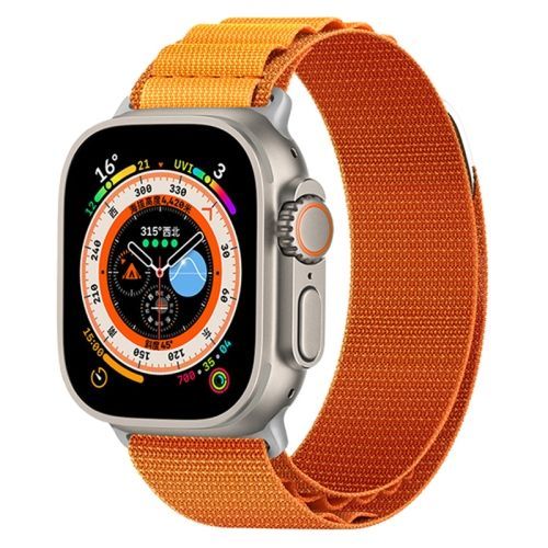 Bracelet En Nylon Pour Apple Watch Ultra 49 Mm, Ultra 2, Series 9, 8, 7 (45 Mm), Se 3, Se 2, 6, Se, 5, 4 (44 Mm), Et Series 3, 2, 1 (42 Mm) - Orange