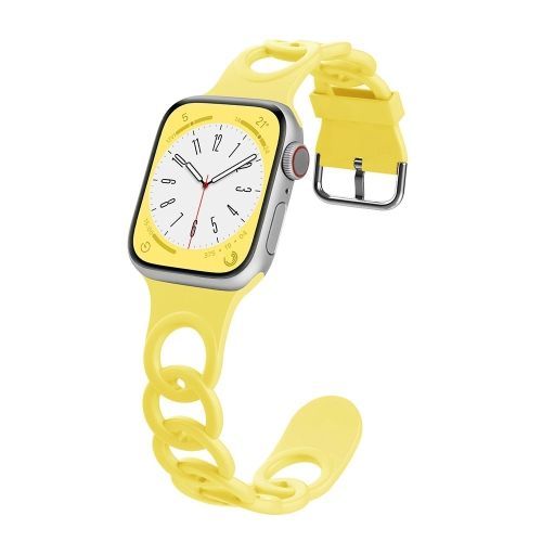 Bracelet En Silicone Creux Donut Pour Apple Watch Series 6 44 Mm - Jaune Clair