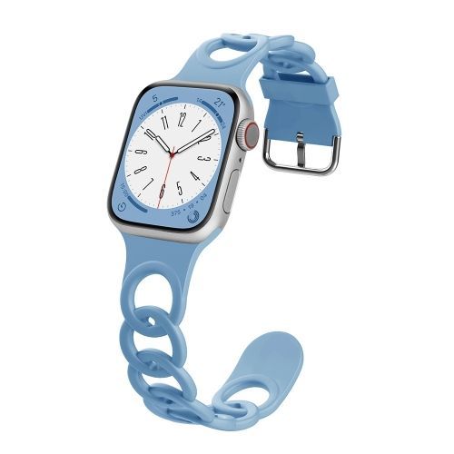 Bracelet En Silicone Creux Donut Pour Apple Watch Series 6 44 Mm - Bleu Brouillard