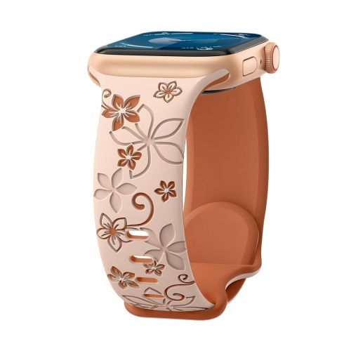 Bracelet En Silicone Gaufré Bicolore Bauhinia (Rose Marron) Pour Apple Watch Series 7 45 Mm