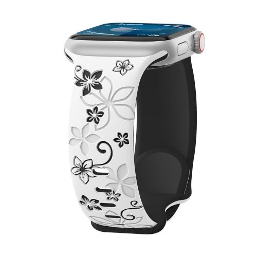 Bracelet En Silicone Gaufré Bicolore Bauhinia Pour Apple Watch Series 7 45 Mm (Blanc Et Noir)