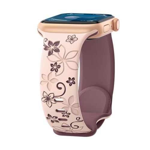 Bracelet En Silicone Gaufré Bicolore Bauhinia Pour Apple Watch Series 7 45 Mm (Rose Violet Fumé)