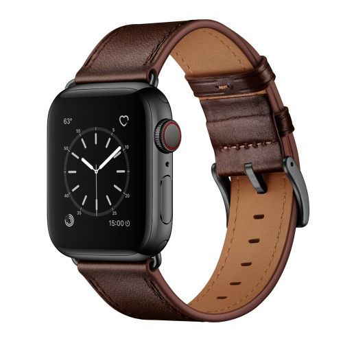 Bracelet En Cuir Véritable Pour Apple Watch Series 8/7 (41 Mm) Et Se/6/5/4 (40 Mm) Et 3/2/1 (38 Mm) - Marron Foncé