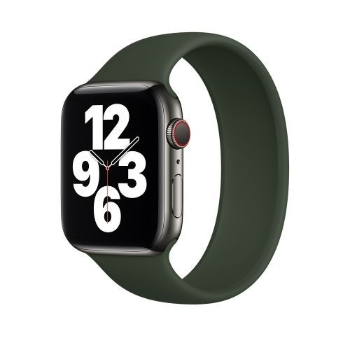 Bracelet En Silicone Élastique Uni Pour Apple Watch Series 7 (45 Mm), 6, Se, 5, 4 (44 Mm), 3, 2, 1 (42 Mm) - Taille S (130 Mm) - Vert Foncé