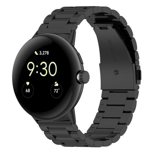 Bracelet En Métal Inoxydable 3 Perles Pour Google Pixel Watch 3 45 Mm (Noir)