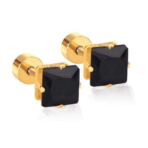 Luxusteel-Boucles D'oreilles Géométriques Carrées De 3mm À 7mm, Cz Cubique Transparent, Avec Petit Acier Inoxydable, Clou À Vis Localité