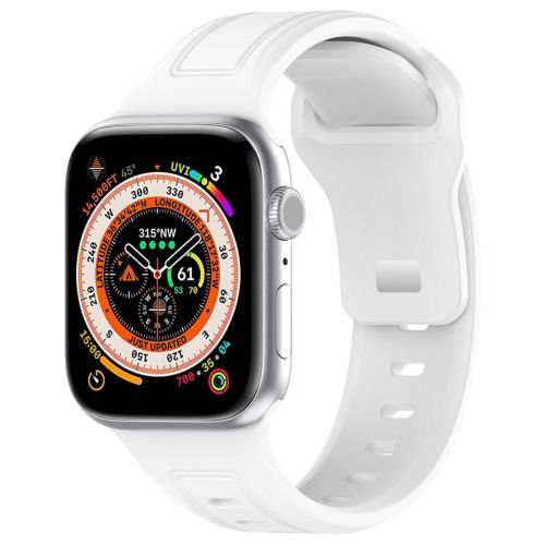 Bracelet En Silicone Blanc À Boucle Carrée Pour Apple Watch Ultra 49 Mm