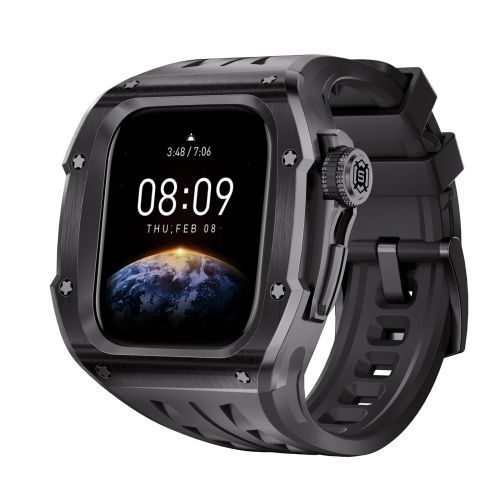 Apple Watch Series 10 46 Mm - Étui Métal Redpepper Avec Bracelet En Silicone Intégré (Noir)