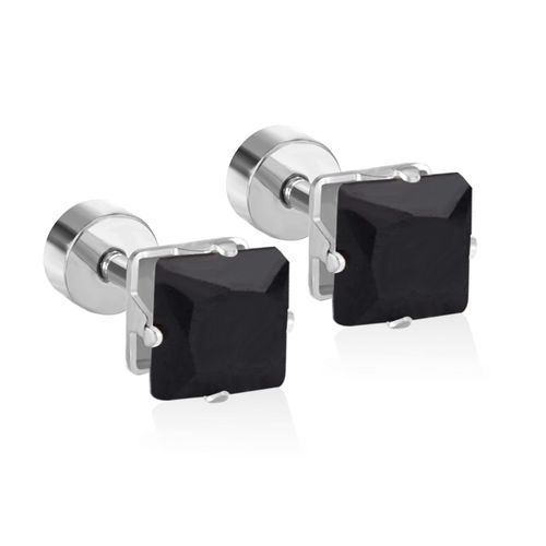 Luxusteel-Boucles D'oreilles Géométriques Carrées De 3mm À 7mm, Cz Cubique Transparent, Avec Petit Acier Inoxydable, Clou À Vis Localité