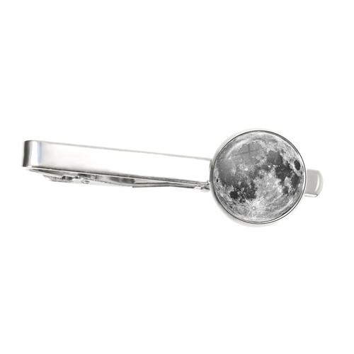 Pince À Cravate Motif De Lune, 16mm, Cabochon En Verre, Nouvelle Éclipse Lunaire, Bijoux Pour Cadeau Pour Passionnés D'astronomie