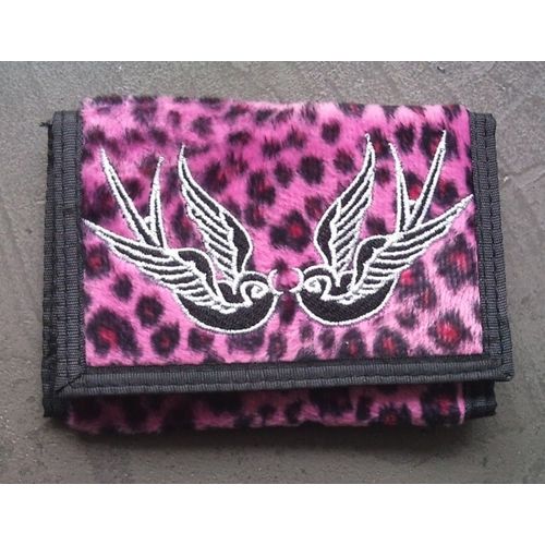 Portefeuille Leopard Rose Hirondelle Rockabilly Femme Pin Up