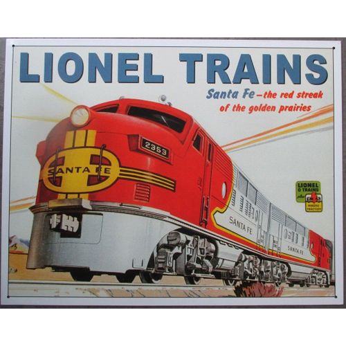 Plaque Train Rouge Santa Fé Loonel Deco Tole Pub Affiche Metal Usa