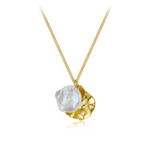 Collier De Perles D'eau Douce Naturelles En Argent 925, Pendentif Baroque Avec Pétale De Trombone, Plaqué Or