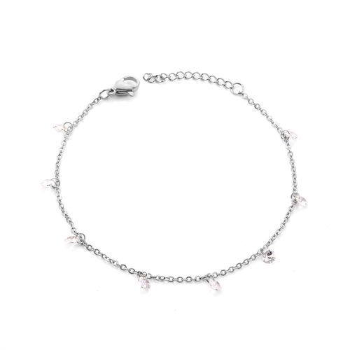 Luxusteel-Bracelets En Acier Inoxydable Pour Femme, Plaqué Or, Breloque En Argent, Cubique, Contre-Indiqué