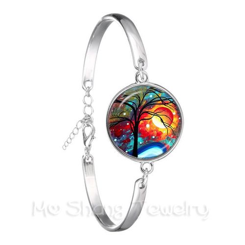 Bracelet Cabochon Rétro 18mm, Plaqué Argent, Bijoux Arbre De Vie, Cadeau Pour Hommes Et Femmes, Mode 2018