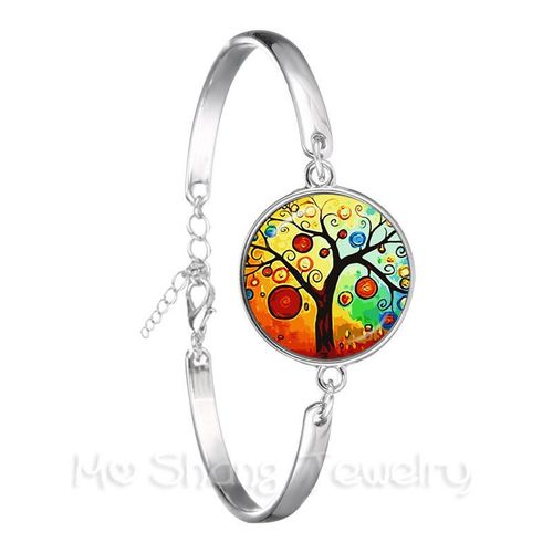 Bracelet Cabochon Rétro 18mm, Plaqué Argent, Bijoux Arbre De Vie, Cadeau Pour Hommes Et Femmes, Mode 2018