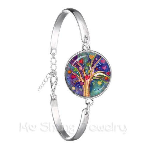 Bracelet Cabochon Rétro 18mm, Plaqué Argent, Bijoux Arbre De Vie, Cadeau Pour Hommes Et Femmes, Mode 2018