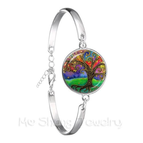 Bracelet Cabochon Rétro 18mm, Plaqué Argent, Bijoux Arbre De Vie, Cadeau Pour Hommes Et Femmes, Mode 2018