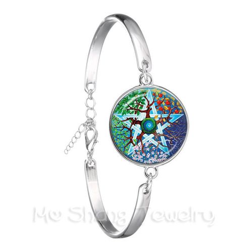 Bracelet Cabochon Rétro 18mm, Plaqué Argent, Bijoux Arbre De Vie, Cadeau Pour Hommes Et Femmes, Mode 2018