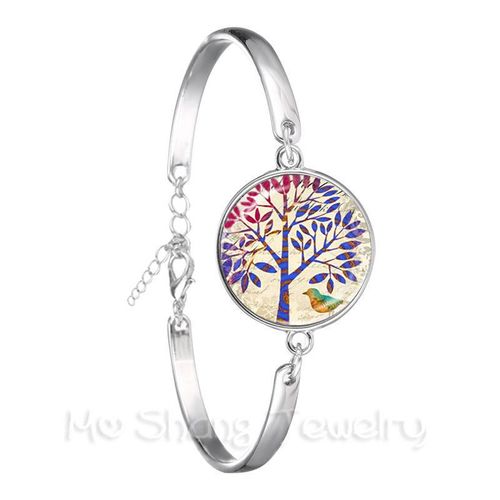 Bracelet Cabochon Rétro 18mm, Plaqué Argent, Bijoux Arbre De Vie, Cadeau Pour Hommes Et Femmes, Mode 2018
